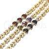 Oro Laminado Fancy Bracelet, Gold Filled Style Leaf Design, with Black and White Cubic Zirconia, Polished, Golden Finish, 03.210.0115.07 (07 MM Thickness, 7 Inches Length)