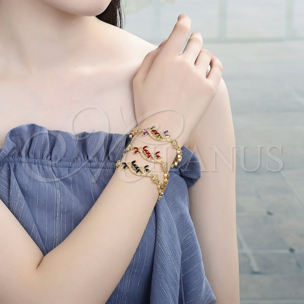 Gold Filled Bracelet — Fancy Bracelet Dragon-Fly and Fish Design with Black — alternate product view — SKU 128556 | Oro Laminado brazalete — elegante Bracelet Dragon-Fly and Fish diseño with negro — SKU 128556