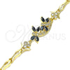 Oro Laminado Fancy Bracelet, Gold Filled Style Dragon-Fly and Fish Design, with Black Cubic Zirconia and White for wholesale, additional product view 3