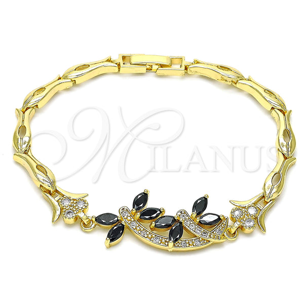 Gold Filled Bracelet — Fancy Bracelet Dragon-Fly and Fish Design with Black — main product view — SKU 128556 | Oro Laminado brazalete — elegante Bracelet Dragon-Fly and Fish diseño with negro — SKU 128556
