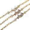 Oro Laminado Fancy Bracelet, Gold Filled Style Dragon-Fly and Fish Design, with Black Cubic Zirconia and White Micro Pave, Polished, Golden Finish, 03.210.0119.07 (05 MM Thickness, 7 Inches Length)