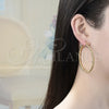 Oro Laminado Extra Large Hoop, Gold Filled Style Twist and Hollow Design, Diamond Cutting Finish, Golden Finish, 02.170.0274.70