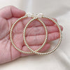 Oro Laminado Extra Large Hoop, Gold Filled Style Twist and Hollow Design, Diamond Cutting Finish, Golden Finish, 02.170.0274.70