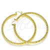 Oro Laminado Extra Large Hoop, Gold Filled Style Twist and Hollow Design, Diamond Cutting Finish, Golden Finish, 02.170.0274.70