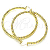 Oro Laminado Extra Large Hoop, Gold Filled Style Twist and Hollow Design, Diamond Cutting Finish, Golden Finish, 02.170.0274.70