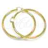 Oro Laminado Extra Large Hoop, Gold Filled Style Twist Design, Diamond Cutting Finish, Tricolor, 02.170.0274.1.70