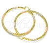 Oro Laminado Extra Large Hoop, Gold Filled Style Twist Design, Diamond Cutting Finish, Tricolor, 02.170.0274.1.70