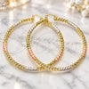 Oro Laminado Extra Large Hoop, Gold Filled Style Twist Design, Diamond Cutting Finish, Tricolor, 02.170.0274.1.70