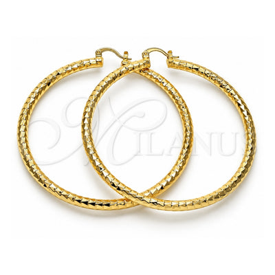 Oro Laminado Extra Large Hoop, Gold Filled Style Diamond Cutting Finish, Golden Finish, 02.170.0109.70