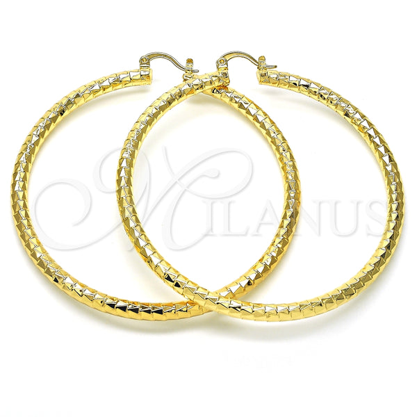 Gold Filled Hoop Earrings — Extra Large Hoop Diamond Cutting 02. — main product view — SKU 128572 | Oro Laminado aretes de aro — Extra Large Hoop Diamond Cutting 02. — SKU 128572