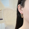 Oro Laminado Medium Hoop, Gold Filled Style Diamond Cutting Finish, Tricolor, 02.170.0109.1.30