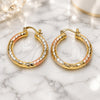 Oro Laminado Medium Hoop, Gold Filled Style Diamond Cutting Finish, Tricolor, 02.170.0109.1.30