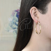 Oro Laminado Large Hoop, Gold Filled Style Diamond Cutting Finish, Tricolor, 02.170.0125.1.50