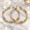 Oro Laminado Large Hoop, Gold Filled Style Diamond Cutting Finish, Tricolor, 02.170.0125.1.50