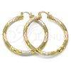 Oro Laminado Large Hoop, Gold Filled Style Diamond Cutting Finish, Tricolor, 02.170.0125.1.50