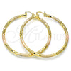 Oro Laminado Extra Large Hoop, Gold Filled Style Diamond Cutting Finish, Tricolor, 02.170.0125.1.70
