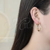 Oro Laminado Medium Hoop, Gold Filled Style Matte Finish, Tricolor, 02.170.0232.1.30