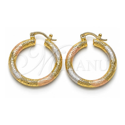 Oro Laminado Medium Hoop, Gold Filled Style Matte Finish, Tricolor, 02.170.0232.1.30