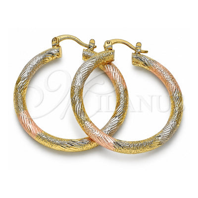 Oro Laminado Medium Hoop, Gold Filled Style Polished, Tricolor, 02.170.0232.1.40