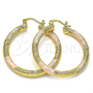Gold Filled Hoop Earrings — Medium Hoop Polished Tricolor 02. — main product view — SKU 128585 | Oro Laminado aretes de aro — Medium Hoop pulido Tricolor 02. — SKU 128585