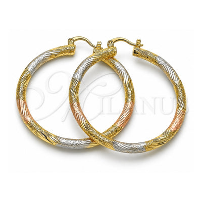 Oro Laminado Large Hoop, Gold Filled Style Polished, Tricolor, 02.170.0232.1.50