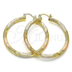 Gold Filled Hoop Earrings — Large Hoop Polished Tricolor 02. — main product view — SKU 128589 | Oro Laminado aretes de aro — Large Hoop pulido Tricolor 02. — SKU 128589