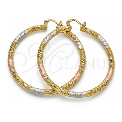 Oro Laminado Large Hoop, Gold Filled Style Polished, Tricolor, 02.170.0232.1.60