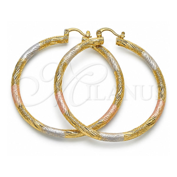 Gold Filled Hoop Earrings — Large Hoop Polished Tricolor 02. for wholesale, main product view
