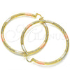 Oro Laminado Extra Large Hoop, Gold Filled Style Matte Finish, Tricolor, 02.170.0232.1.70