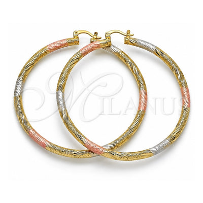 Oro Laminado Extra Large Hoop, Gold Filled Style Matte Finish, Tricolor, 02.170.0232.1.70