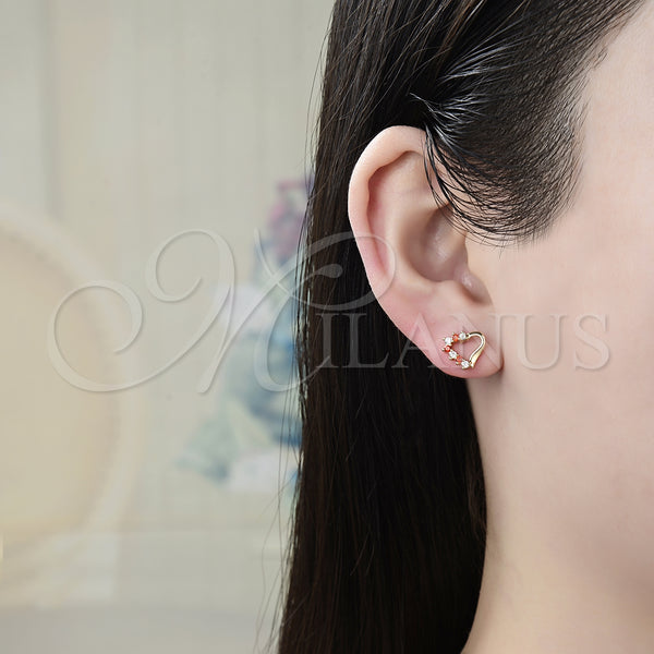 Gold Filled Ring — Stud Earring Heart Design with Garnet and White — alternate product view — SKU 128598 | Oro Laminado anillo — Stud Earring corazón diseño with Garnet and blanco — SKU 128598