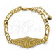 Oro Laminado Fancy Bracelet, Gold Filled Style Guadalupe Design, with White Crystal, Polished, Golden Finish, 03.351.0033.08 (06 MM Thickness, 8 Inches Length)