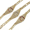 Oro Laminado Fancy Bracelet, Gold Filled Style Guadalupe Design, with White Crystal, Polished, Golden Finish, 03.351.0033.08 (06 MM Thickness, 8 Inches Length)