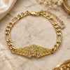 Oro Laminado Fancy Bracelet, Gold Filled Style with White Crystal, Polished, Golden Finish, 03.351.0034.08 (06 MM Thickness, 8 Inches Length)