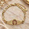 Oro Laminado Fancy Bracelet, Gold Filled Style with Garnet Crystal, Polished, Golden Finish, 03.351.0034.1.08 (06 MM Thickness, 8 Inches Length)