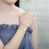 Oro Laminado Fancy Bracelet, Gold Filled Style Guadalupe Design, Polished, Golden Finish, 03.351.0035.07 (05 MM Thickness, 7 Inches Length)