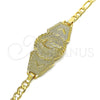 Oro Laminado Fancy Bracelet, Gold Filled Style Guadalupe Design, Polished, Golden Finish, 03.351.0035.07 (05 MM Thickness, 7 Inches Length)