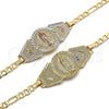 Oro Laminado Fancy Bracelet, Gold Filled Style Guadalupe Design, Polished, Golden Finish, 03.351.0035.07 (05 MM Thickness, 7 Inches Length)