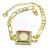 Oro Laminado Fancy Bracelet, Gold Filled Style San Benito Design, with Multicolor Crystal, Polished, Golden Finish, 03.351.0039.2.07 (05 MM Thickness, 7 Inches Length)