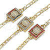 Oro Laminado Fancy Bracelet, Gold Filled Style San Benito Design, with Multicolor Crystal, Polished, Golden Finish, 03.351.0039.2.07 (05 MM Thickness, 7 Inches Length)