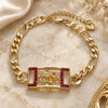 Oro Laminado Fancy Bracelet, Gold Filled Style Elephant Design, with Garnet Crystal, Polished, Golden Finish, 03.351.0041.1.07 (05 MM Thickness, 7 Inches Length)