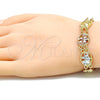 Oro Laminado Fancy Bracelet, Gold Filled Style Elephant Design, Polished, Tricolor, 03.351.0043.09 (12 MM Thickness, 9 Inches Length)