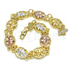 Oro Laminado Fancy Bracelet, Gold Filled Style Elephant Design, Polished, Tricolor, 03.351.0043.09 (12 MM Thickness, 9 Inches Length)