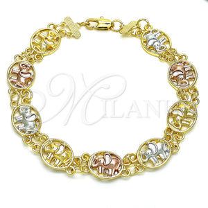 Gold Filled Bracelet — Fancy Bracelet Elephant Design Polished Tricolor 03. 12 — main product view — SKU 128624 | Oro Laminado brazalete — elegante Bracelet Elephant diseño pulido Tricolor 03. 12 — SKU 128624