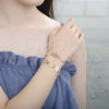 Oro Laminado Fancy Bracelet, Gold Filled Style San Benito Design, Polished, Tricolor, 03.351.0045.08 (13 MM Thickness, 8 Inches Length)