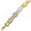 Oro Laminado Fancy Bracelet, Gold Filled Style San Benito Design, Polished, Tricolor, 03.351.0045.08 (13 MM Thickness, 8 Inches Length)