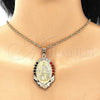 Oro Laminado Fancy Pendant, Gold Filled Style Guadalupe Design, with Multicolor Crystal, Polished, Golden Finish, 05.351.0018