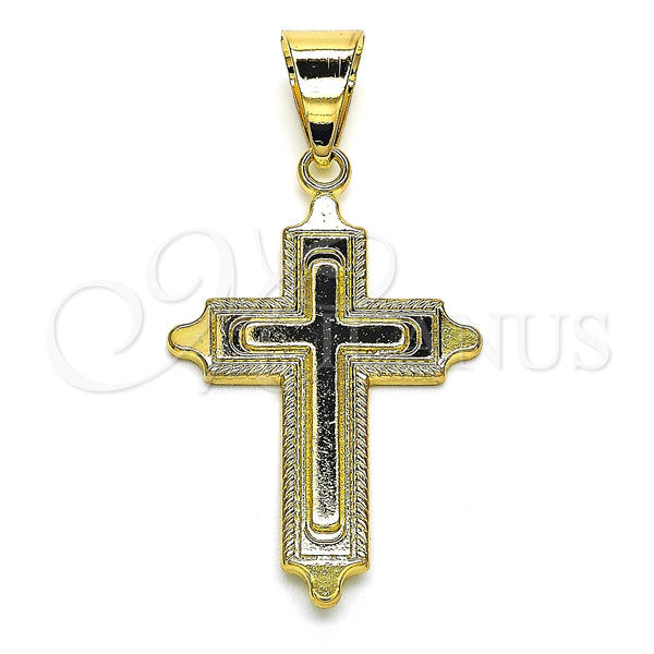 Oro Laminado Religious Pendant, Gold Filled Style Cross Design, Polished, Golden Finish, 05.213.0068
