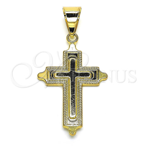 Oro Laminado Religious Pendant, Gold Filled Style Cross Design, Polished, Golden Finish, 05.213.0068