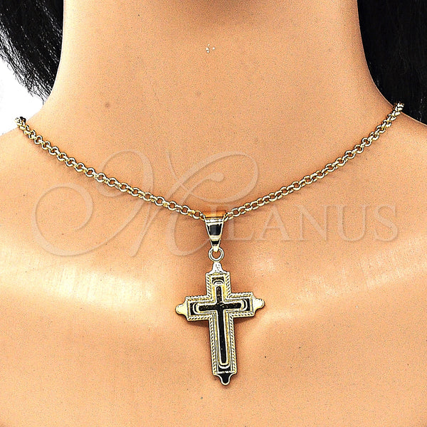 Gold Filled Pendant — Religious Pendant Cross Design Polished 05. — alternate product view — SKU 128641 | Oro Laminado dije — Religious Pendant cruz diseño pulido 05. — SKU 128641